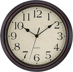 Foxtop Retro Silent Non-Ticking Round Classic Clock Quartz Decorative Battery by Foxtop