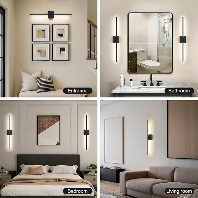 Battery Operated Wall Sconce, 3000K-6000K Dimmable Black Wall Lights - Image 7