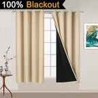 Yakamok Beige 100% Blackout Curtains - Image 2
