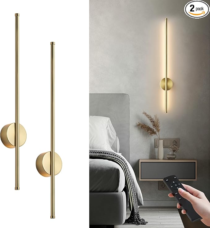 Battery Operated Modern Wall Sconces, Dimmable Wireless Wall Light Set of Two by KARTOOSH