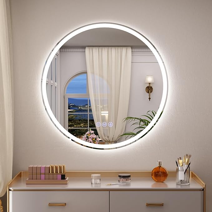 BEAUTYPEAK 40x40 LED Round Bathroom Mirror by BEAUTYPEAK