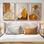 Framed Modern Luxury Wall Art for Living Room, Large White and Gold Leaf - Image 4