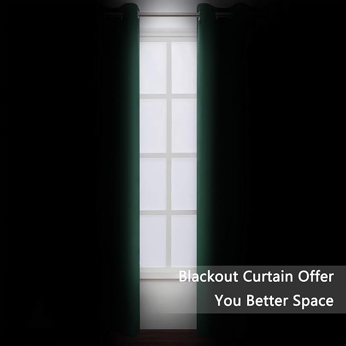 LEMOMO Dark Green Thermal Blackout Curtains/38 x 84 Inch/Set of 2 Panels Room - Image 3
