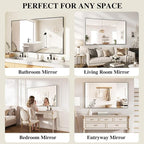Koonmi Black Mirrors for Wall, 30x48 Inch Bathroom Mirror, Rectangular Wall - Image 7