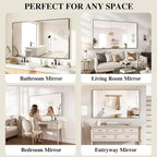 Koonmi Black Mirrors for Wall, 36x48 Inch Bathroom Mirror, Rectangular Wall - Image 7
