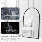 Dewfig Arched Wall Mounted Mirror, Arch Black Mirror - Image 8