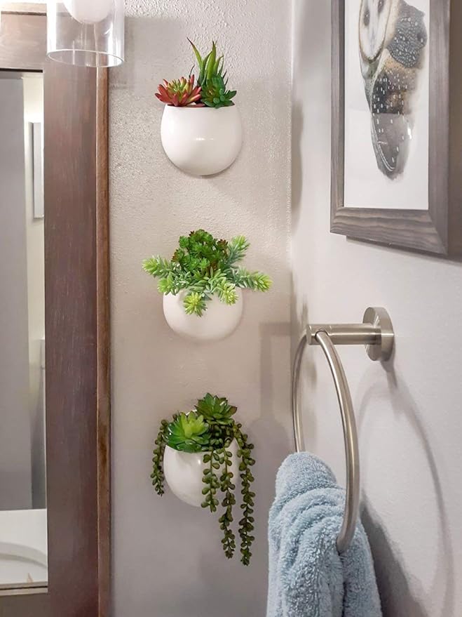 Mkono Wall Planter with Artificial Plants, Decorative Potted Fake Succulents - Image 4
