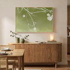 Framed Green Abstract Botanical Wall Art, Modern Minimalist Sage Green Canvas - Image 4
