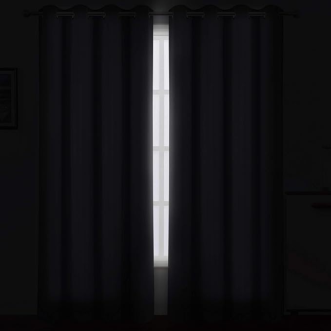 LEMOMO Blackout Curtains 52 x 84 Inch Long Grey Curtains Set of 2 Panels - Image 3