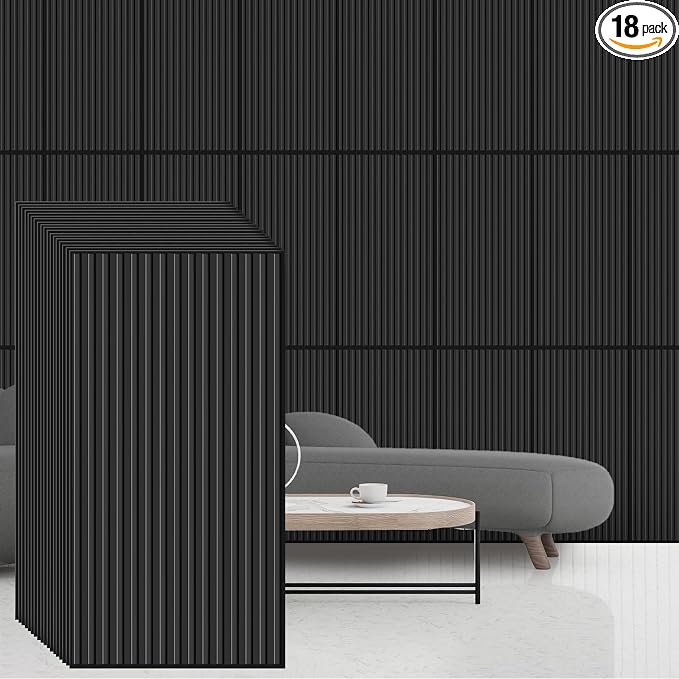 Nuanchu 18 Pack 4x2 FT 3D Slat Wall Panels Large PVC Fluted Panel Decorative by Nuanchu