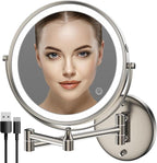 Rocollos Rechargeable Wall Mounted Lighted Makeup Mirror, 8 Inch Double-Sided by Rocollos