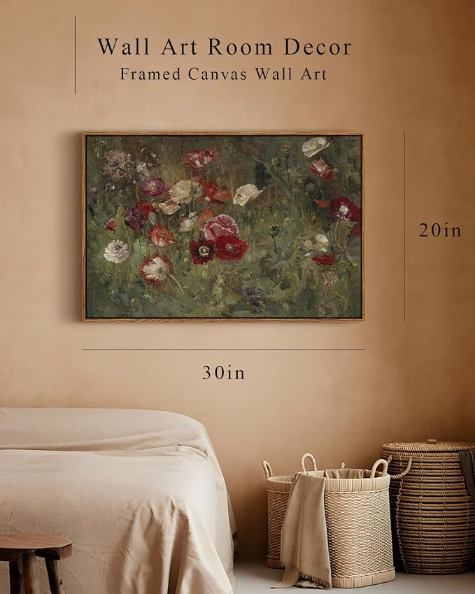 InSimSea Framed Canvas Wall Art Vintage Decor, Flowers Large Wall Art Prints - Image 4