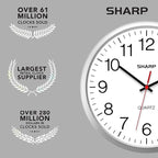 Sharp Wall Clock – Silver, Silent Non Ticking 14 Inch Quality Quartz Battery - Image 7