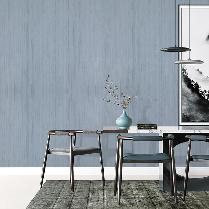 Grasscloth Peel and Stick Wallpaper Grey Blue 15.74" X 118.11" Fabric Textured - Image 6
