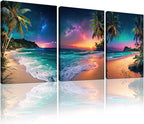 Sunset Ocean Canvas Wall Art Tropical Beach Prints Painting Palm Coconut Tree by weiyiart