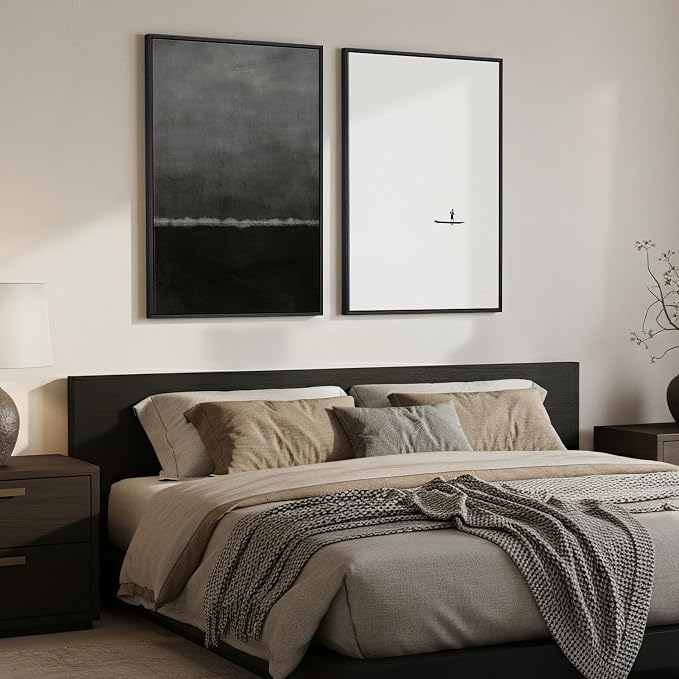 Framed Black and White Abstract Wall Art - Image 4