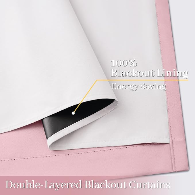 Yakamok 100% Blackout Curtain Panels 84 inches Cold and Light Blocking Drapes - Image 4