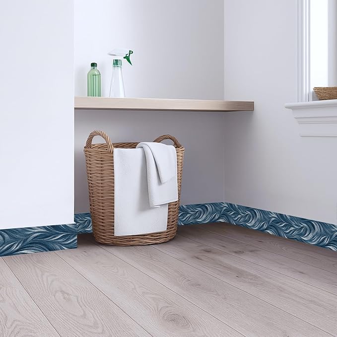 Blue Abstract Wallpaper Border 196x4 Inch Peel and Stick Wall Border Modern - Image 4