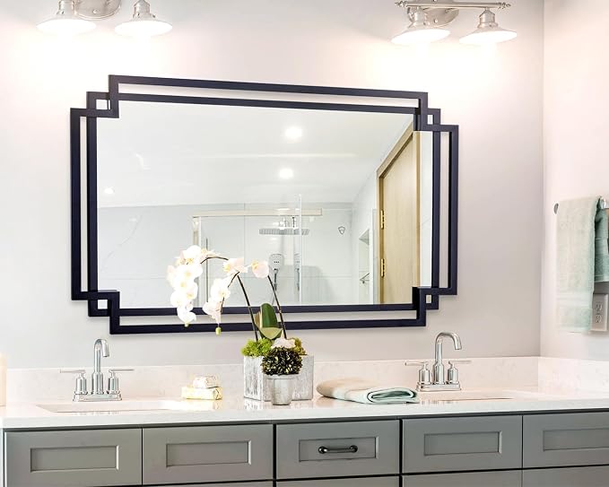 32" x 47" Large Wall Mirror for Living Room Decor, Horizontal/Vertical Hanging - Image 4