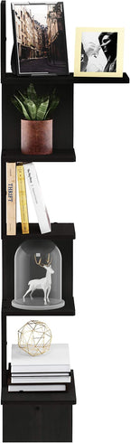 Furinno Rossi Wall Mounted Shelves, 5-Tier Rectangle, Espresso/Black - Image 3