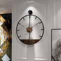 Modern Wood Walnut Dial Wall Clock, Large Simple Wall Decor Metal Frame Silent by DAYDAYART