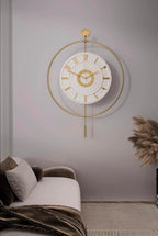Large Luxury LED Backlit Wall Clock – Pendulum Roman Numeral Metal Ring - Image 3