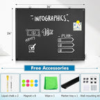 Magnetic Chalk Board, 36“x24” Black Chalkboard Double-Sided Dry Erase Board - Image 2