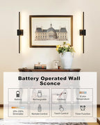 8000mAh Battery Operated Wall Sconce Set of 2, 3000K-6000K Dimmable - Image 3
