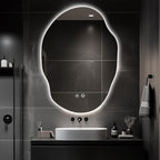LED Bathroom Mirror with Lights, 25x35 in Asymmetrical Led Bathroom Mirror by Unknown