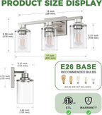 DORESshop 17 Inch Bathroom Light Fixtures, 3-Light Nickel Bathroom Lighting - Image 4