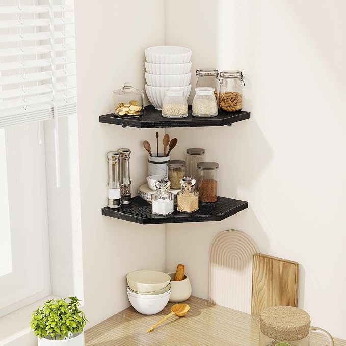 Corner Shelves 4-Pack for Bathroom & Kitchen, Space-Saving Floating Corner Wall - Image 2