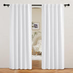 RYB HOME White Curtains 80 inches Long, Thermal Insulating Large Window Curtains by RYBHOME