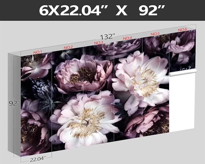 XMPMBM-Purple Peony Floral Fabric Wallpaper Living Room Bedroom Bathroom Wall - Image 4