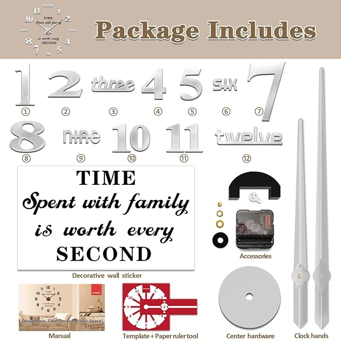VANGOLD Large Wall Clocks for Living Room Decor, DIY Wall Clock Modern 3D Wall - Image 5