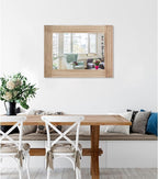 Rectangle Mirror Retro Wooden Wall-Mounted Mirrors Farmhouse Bedroom Bathroom - Image 2