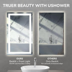 USHOWER LED Bathroom Mirror 48x32 Inch Tempered Glass - Image 5