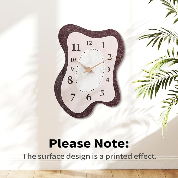 Mid Century Retro Irregular Shape Wall Clock, Silent Non-Ticking Battery - Image 6