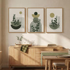 Framed Boho Botanical Wall Art for Living Room, 3 Piece Modern Green Bohemian - Image 4