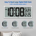WallarGe 14.5'' Large Digital Wall Clock Battery Operated - Image 2