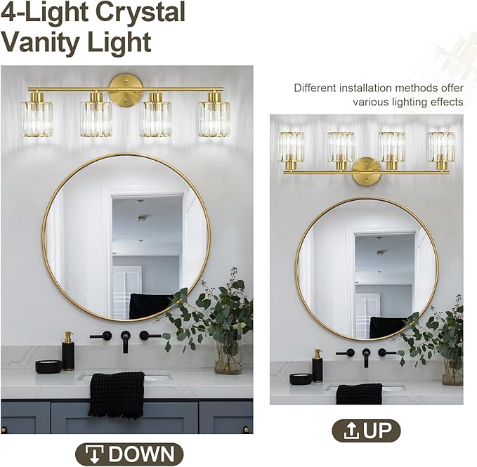 Crystal Bathroom Light Fixtures, Bathroom Lighting Fixtures Over Mirror - Image 5