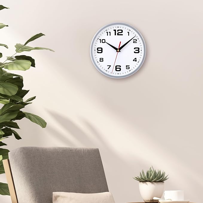 Wall Clock Silent Non-Ticking 8 Inch Modern Clocks Battery Operated Small - Image 6
