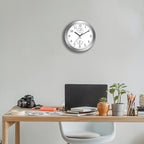 HITO 10 Inch Silent Wall Clock Battery Operated Non Ticking Glass Cover Silver - Image 6