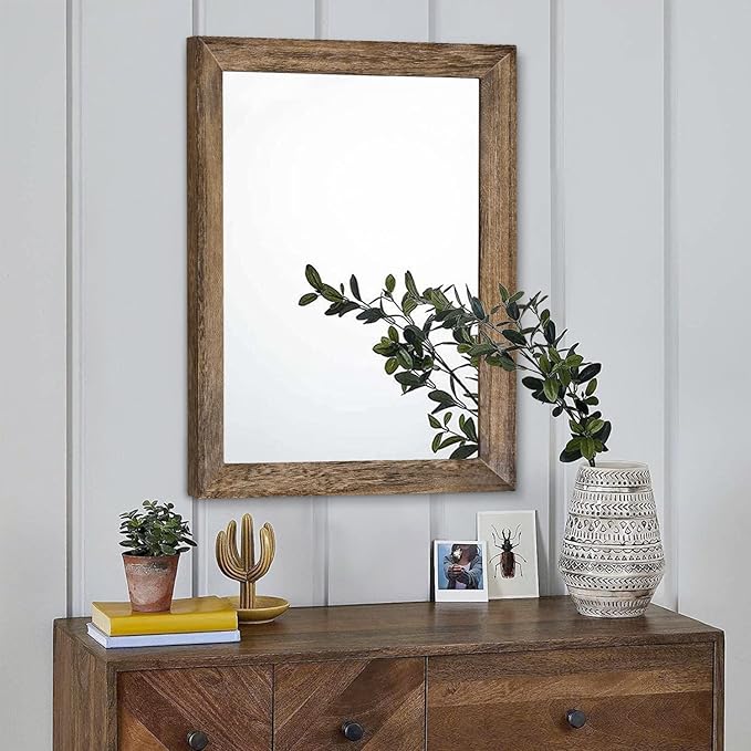 AAZZKANG Rustic Wood Mirror Rectangle Decorative Wall Mirrors - Image 3
