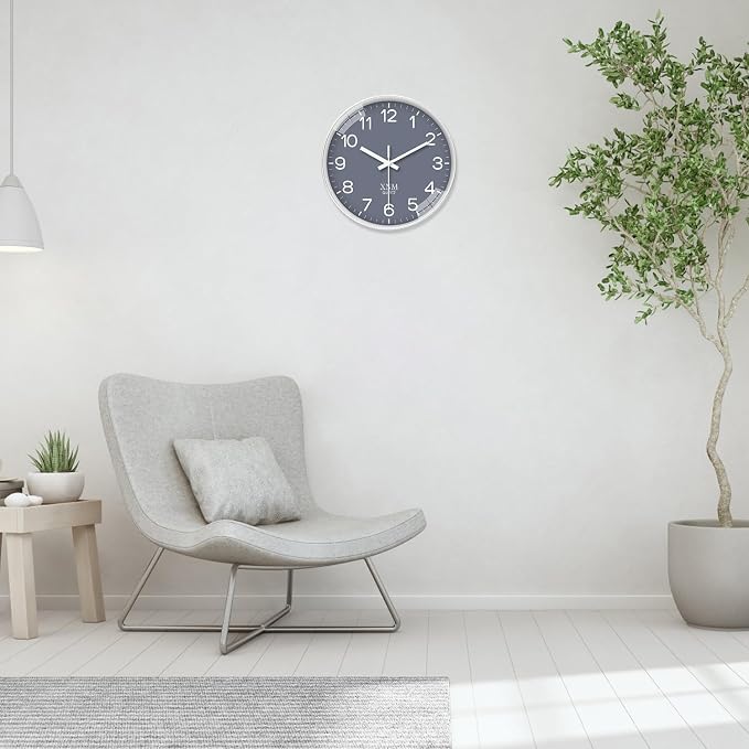 XNM Minimalist Wall Clocks Battery Operated 14 Inch Grey Wall Clock Decorative - Image 6