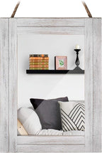 Rectangle Wall Mirror for Bathroom, Distressed White Wood Decor by DECORKEY