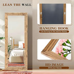 Full Length Mirror 58"x22" Solid Wood Frame Floor Large Mirror - Image 3