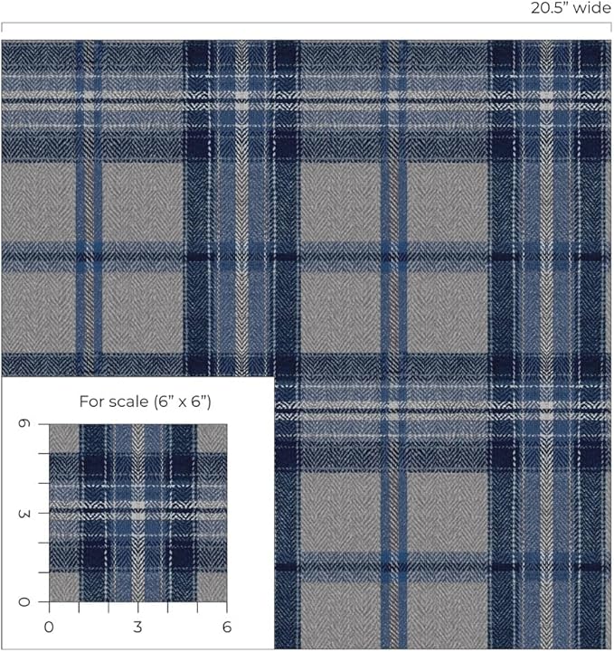 NextWall Harry & Grace Herringbone Plaid Premium Matte Non-Woven Peel and Stick - Image 7