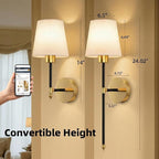 IRONPAX Wall Sconces Battery Operated Set of 2, Wireless Rechargeable Wall - Image 2
