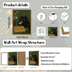 Funny Black Cat Wall Art Whimsical Black Cat Eating Pizza Wall Decor Cute - Image 3