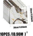 10pcs Peel and Stick Tile Shower Waterproof Marble Tiles Wall Panels, - Image 3